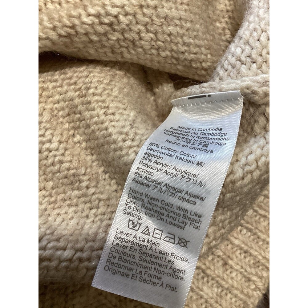 J. Crew Factory Pointelle Sweater Heather Natural Dusk Beige L - Picture 7 of 7